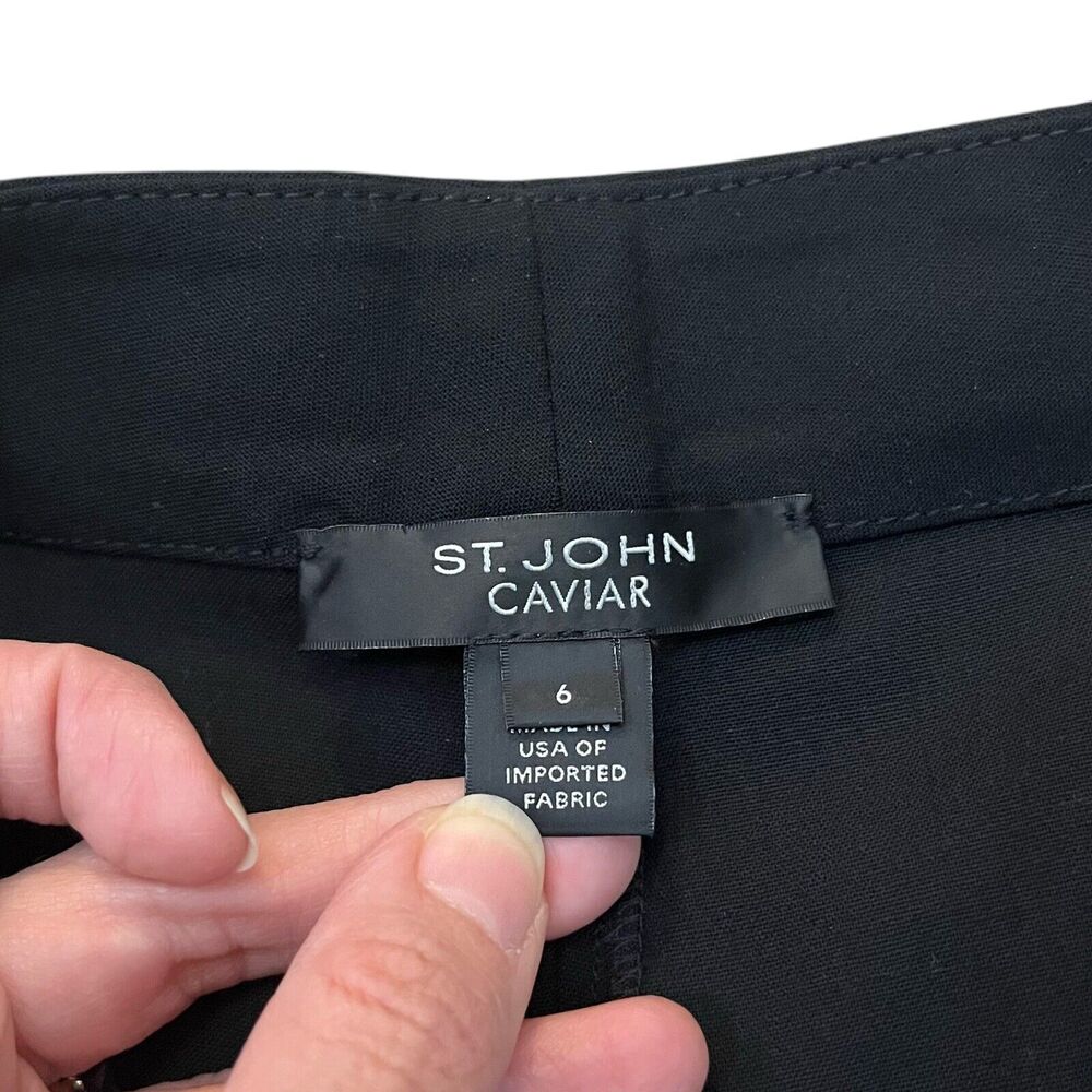 St John Caviar Straight Leg Trousers Size 6 Black Classic Career Quiet Luxury - Picture 6 of 8
